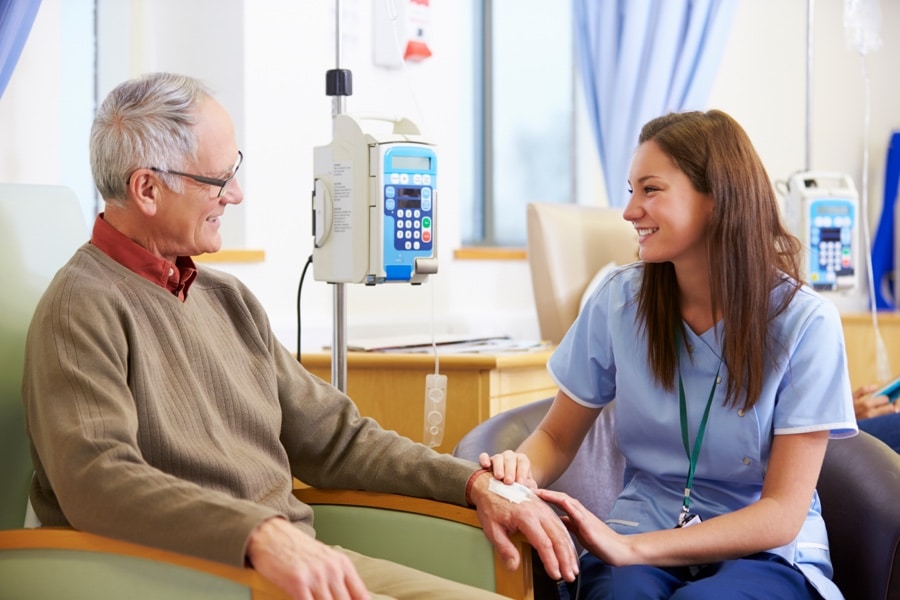 Patient and nurse interaction during immunotherapy